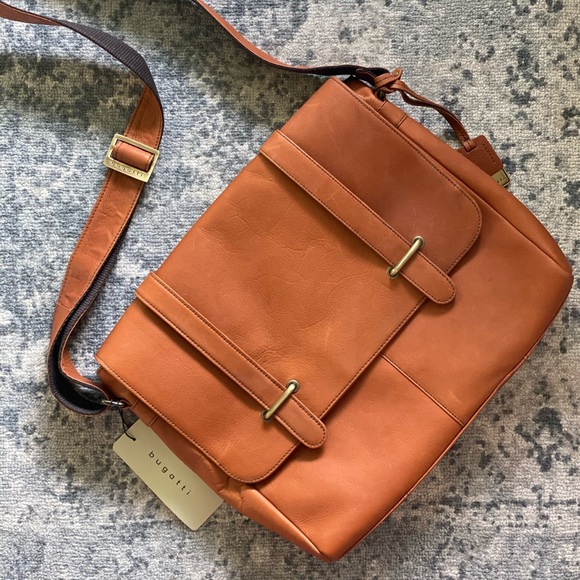 Bugatti Bags Bugatti Colombian Leather Messenger Bag Cognac Poshmark